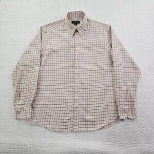 Ermenegildo Zegna Shirt Men's L Tan Plaid Long Sleeve D-TK-6297 Made in Italy